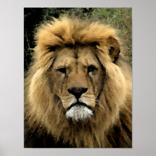 Poster Portrait d'aquarelle de Lion - Toile