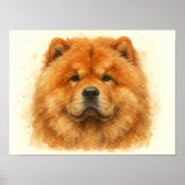 Poster Portrait d'aquarelle Fluffy Chow Chow (Devant)