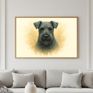 Poster Portrait d'aquarelle Kerry Blue Terrier