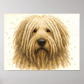 Poster Portrait d'aquarelle Komondor unique (Devant)