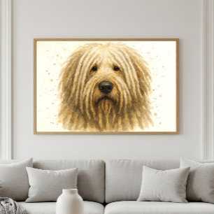 Poster Portrait d'aquarelle Komondor unique