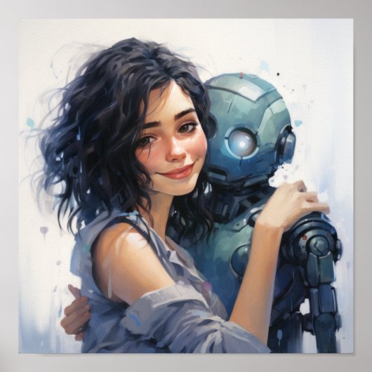 Poster Portrait d'aquarelle pâle étonnant d'un Ol de 16 a (Devant)