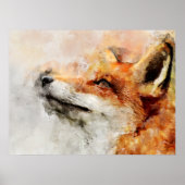 Poster Portrait d'aquarelle Red Fox 01 (Devant)