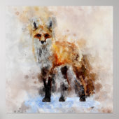 Poster Portrait d'aquarelle Red Fox 02 (Devant)