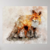 Poster Portrait d'aquarelle Red Fox 04 (Devant)