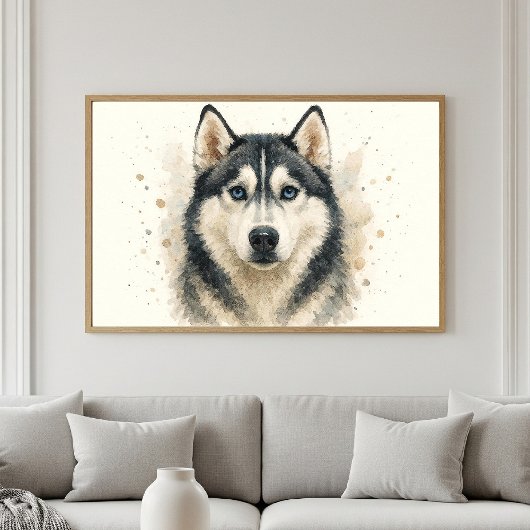 Poster Portrait d'aquarelle rougeoyant bleu