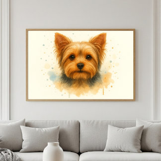 Poster Portrait d'aquarelle Sweet Yorkshire Terrier