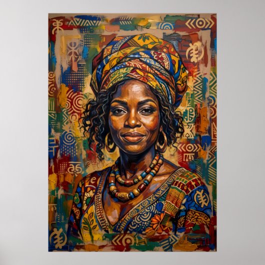 Poster Portrait d'art africain coloré (Devant)