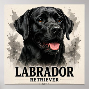 Poster Portrait d'art de chien de famille loyal Labrador