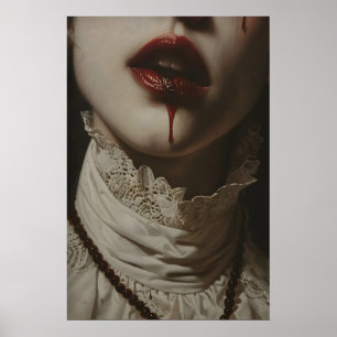 Poster Portrait d'art de femme vampire gothique de romanc