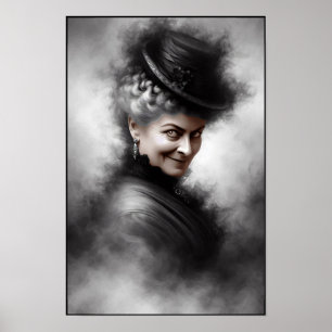 Poster Portrait d'art de femme victorienne mystérieuse et