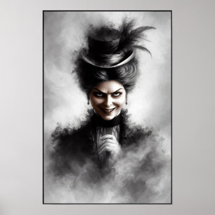 Poster Portrait d'art de femme victorienne mystérieuse et