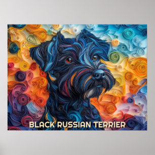 Poster Portrait d'art de Quadrillage en papier Terrier ru