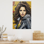 Poster Portrait d'art de rue féminin AI Générique (Cuisine)