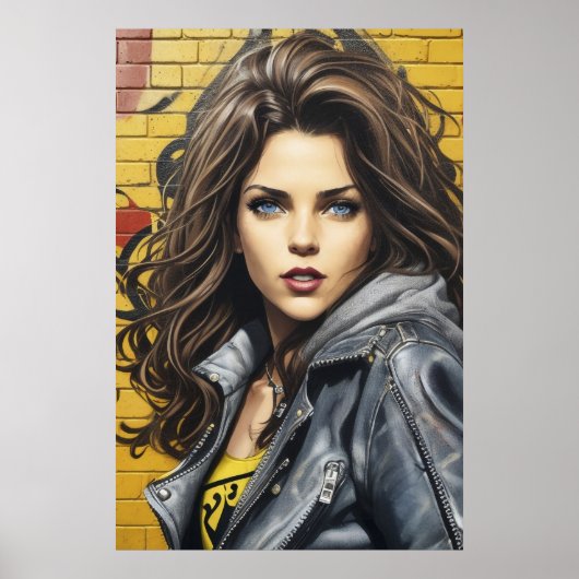 Poster Portrait d'art de rue féminin AI Générique (Devant)