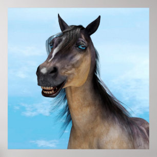 Poster Portrait d'art humoristique de cheval souriant