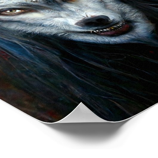 Poster Portrait d'Art numérique d'un loup-garou (Coin)