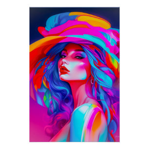 Poster Portrait d'art pop néon