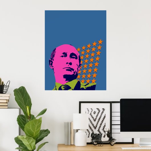 Poster Portrait d'art rose Poutine (Bureau à domicile)