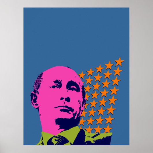 Poster Portrait d'art rose Poutine (Devant)