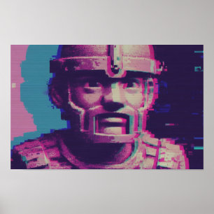 Poster Portrait d'art Vaporwave Glitch