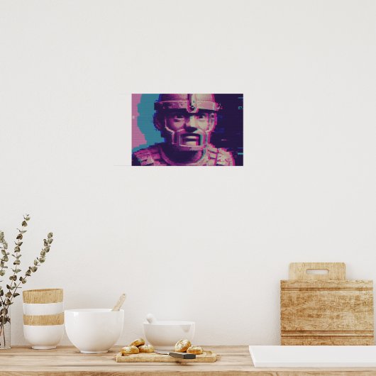 Poster Portrait d'art Vaporwave Glitch (Cuisine)