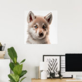 Poster Portrait de bébé loup mignon | Carré 1:1 (Bureau à domicile)