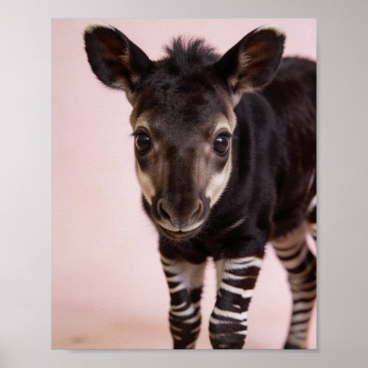 Poster Portrait de bébé okapi - Art de nurserie exotique (Devant)