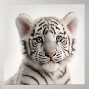 Poster Portrait de bébé tigre blanc de Sibérie mignon   1