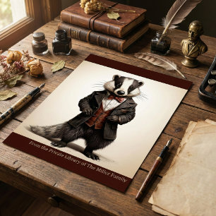 Poster Portrait de Blaireau Dark Academia Art de biblioth