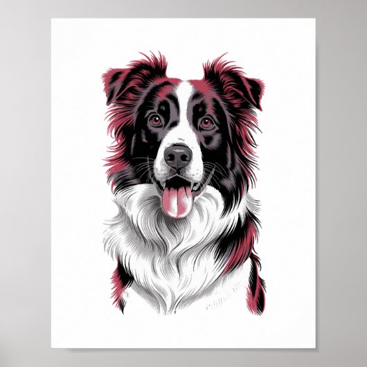 Poster Portrait de Border Collie dans des détails éclatan (Devant)