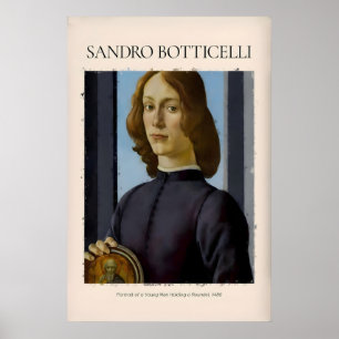 Poster Portrait de Botticelli d'un jeune homme en médaill