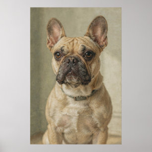 Poster Portrait de Bouledogue Français aux tons neutres c