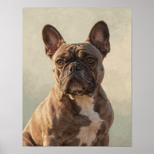 Poster Portrait de Bouledogue Français Bringé aux Chaudes