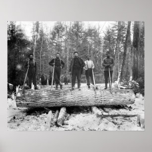 Poster Portrait de bûcherons, 1890. Photo ancienne