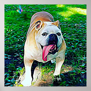 Poster Portrait de bulldog stylisé moderne