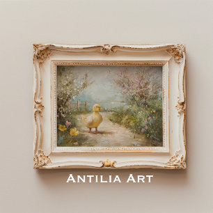 Poster Portrait de canard vintage Printemps Vie agricole 