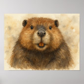 Poster Portrait de castor d'aquarelle Whimsical (Devant)