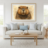 Poster Portrait de castor d'aquarelle Whimsical