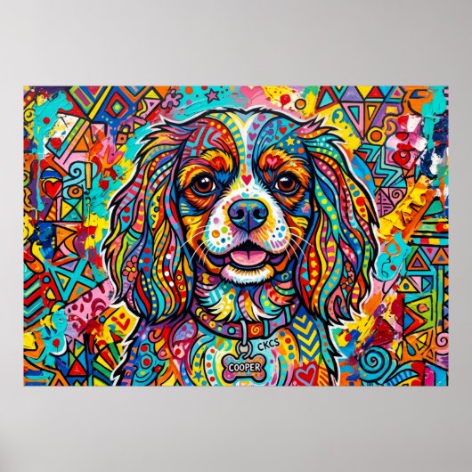 Poster Portrait de Cavalier King Charles Spaniel dans un (Devant)