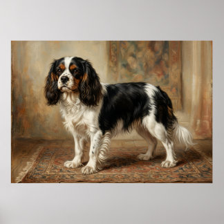 Poster Portrait de Cavalier King Charles Spaniel debout P