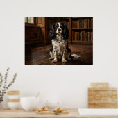 Poster Portrait de Cavalier King Charles Spaniel en bibli (Cuisine)