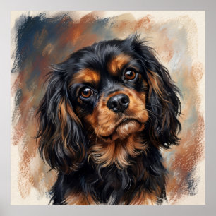 Poster Portrait de Cavalier King Charles Spaniel noir et