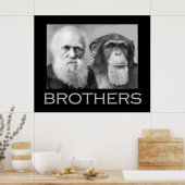 Poster Portrait de Charles Darwin et Ape (Cuisine)