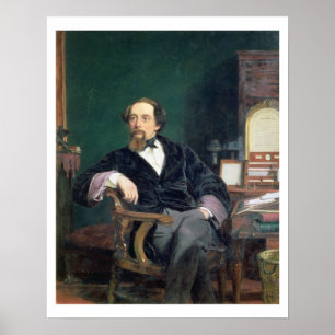 Poster Portrait de Charles Dickens (huile sur toile)