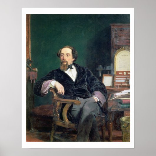 Poster Portrait de Charles Dickens (huile sur toile) (Devant)