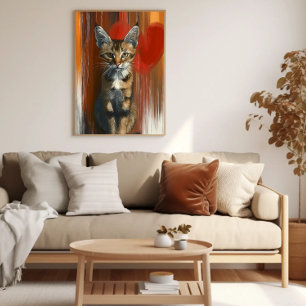 Poster Portrait de chat Bengale géant sur Arrière - plan