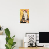 Poster Portrait de chat blanc gris vintage (Bureau à domicile)