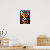 Poster Portrait de chat couleur vitrail psychédélique Ar (Cuisine)