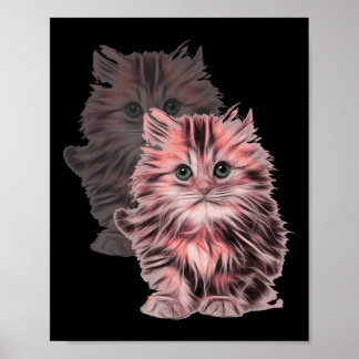 Poster Portrait De Chat Cute Pour Les Moms De Chat Et Amo